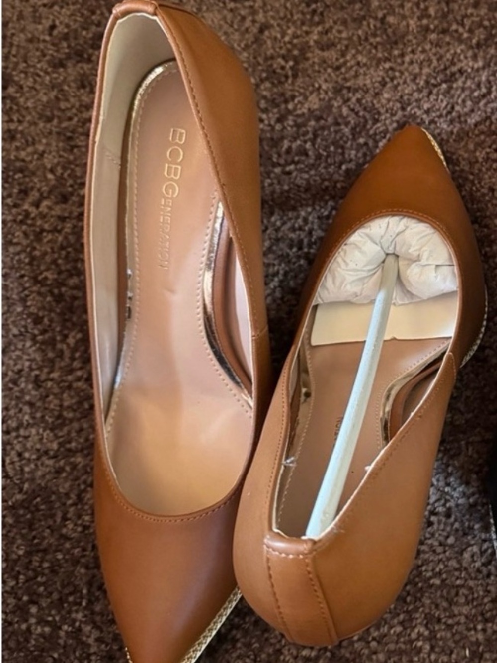 BCBGeneration Pointed Toe Pumps in Tan Brown